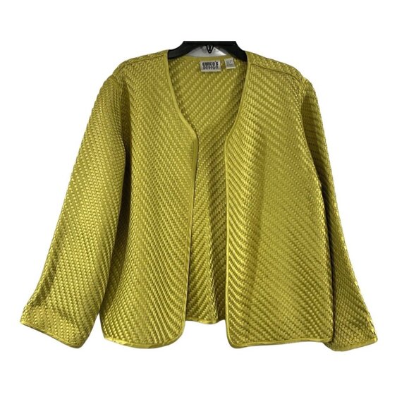 Chico’s Vtg Citron Yellow Braided Jacket Blazer Cardigan, Classic 1980s Preppy - Picture 1 of 3
